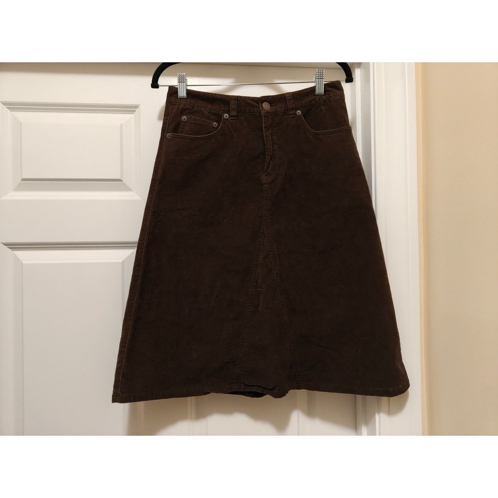 LL Bean Womens Brown Corduroy A-Line Skirt Size 6 Regular 0 FGM8‎ Knee Length